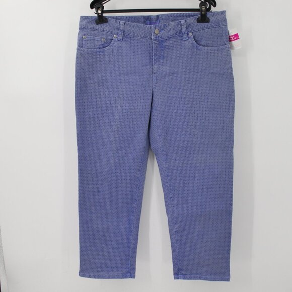 NWT Fresh Produce Jeans Womens XL Quilted Eye Denim Capri Skinny Per Peri Blue - Picture 1 of 13